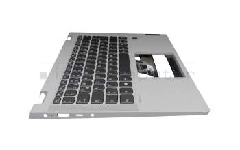 Clavier incl. topcase DE (allemand) gris foncé/gris avec rétro-éclairage original pour Lenovo IdeaPad Flex 5-14ARE05 (82DF)