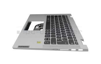 Clavier incl. topcase DE (allemand) gris foncé/gris avec rétro-éclairage original pour Lenovo IdeaPad Flex 5-14IIL05 (81WS/81X1)