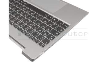 Clavier incl. topcase DE (allemand) gris foncé/gris avec rétro-éclairage original pour Lenovo IdeaPad S340-15API (81NC)