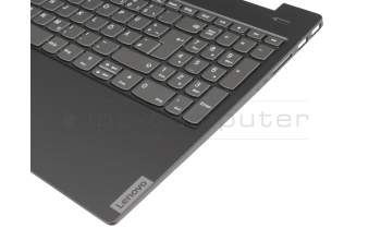 Clavier incl. topcase DE (allemand) gris foncé/noir avec rétro-éclairage original pour Lenovo IdeaPad S340-15IWL (81N8)
