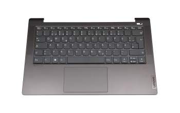 Clavier incl. topcase DE (allemand) gris/gris avec empreinte digitale original pour Lenovo IdeaPad 5-14ITL05 (82FE)