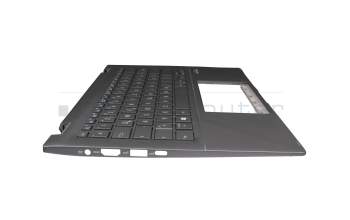 Clavier incl. topcase DE (allemand) gris/gris avec rétro-éclairage (Gun Metal Grey) original pour Asus ZenBook Flip 14 UX463FA
