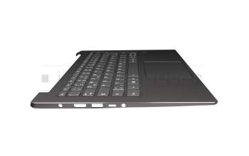 Clavier incl. topcase DE (allemand) gris/gris avec rétro-éclairage (fingerprint) original pour Lenovo IdeaPad 530S-14IKB (81EU)