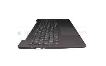 Clavier incl. topcase DE (allemand) gris/gris avec rétro-éclairage Fingerprint (Port de chargement USB-C) original pour Lenovo IdeaPad 5-15ARE05 (81YQ)