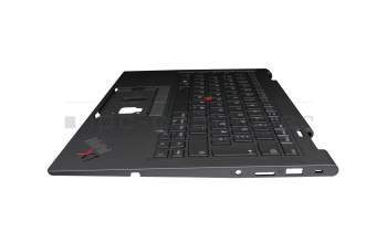 Clavier incl. topcase DE (allemand) gris/gris avec rétro-éclairage et mouse stick original pour Lenovo ThinkPad X1 Yoga 6th Gen (20XY/20Y0)