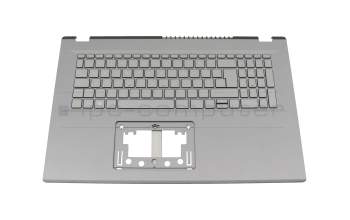 Clavier incl. topcase DE (allemand) gris/gris avec rétro-éclairage original pour Acer Aspire 17 (A17-51GM)