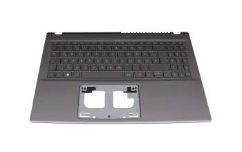 Clavier incl. topcase DE (allemand) gris/gris avec rétro-éclairage original pour Acer Aspire 5 (A515-57)