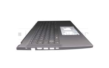 Clavier incl. topcase DE (allemand) gris/gris avec rétro-éclairage original pour Acer Aspire 5 (A515-57)