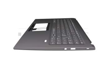 Clavier incl. topcase DE (allemand) gris/gris avec rétro-éclairage original pour Acer Swift 3 (SF316-51)
