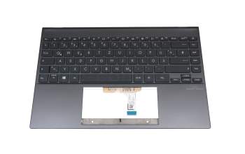 Clavier incl. topcase DE (allemand) gris/gris avec rétro-éclairage original pour Asus ZenBook 13 UX325EA