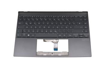 Clavier incl. topcase DE (allemand) gris/gris avec rétro-éclairage original pour Asus ZenBook 14 UM425UA