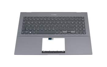 Clavier incl. topcase DE (allemand) gris/gris avec rétro-éclairage original pour Asus ZenBook Pro 15 UX535LI