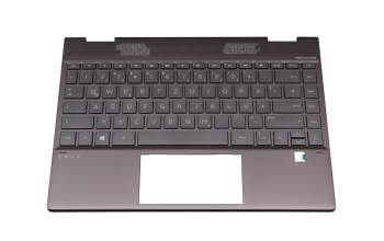 Clavier incl. topcase DE (allemand) gris/gris avec rétro-éclairage original pour HP Envy x360 13-ar0200