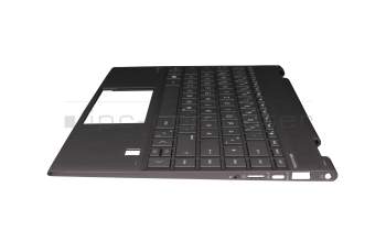 Clavier incl. topcase DE (allemand) gris/gris avec rétro-éclairage original pour HP Envy x360 13-ar0300