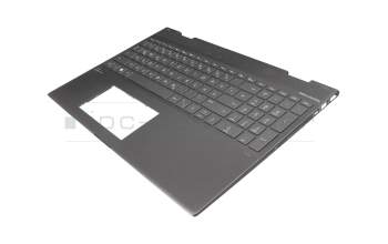 Clavier incl. topcase DE (allemand) gris/gris avec rétro-éclairage original pour HP Envy x360 15-cp0000