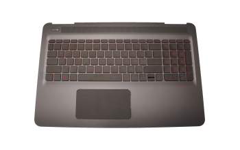 Clavier incl. topcase DE (allemand) gris/gris avec rétro-éclairage original pour HP Omen 15-ax000