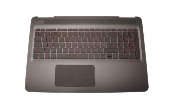 Clavier incl. topcase DE (allemand) gris/gris avec rétro-éclairage original pour HP Omen 15-ax200