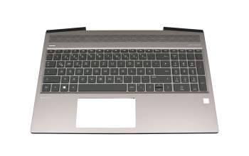 Clavier incl. topcase DE (allemand) gris/gris avec rétro-éclairage original pour HP ZBook 15v G5
