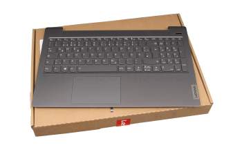 Clavier incl. topcase DE (allemand) gris/gris avec rétro-éclairage original pour Lenovo IdeaPad 5-15ALC05 (82LN)