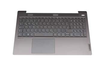 Clavier incl. topcase DE (allemand) gris/gris avec rétro-éclairage original pour Lenovo IdeaPad 5-15ALC05 (82LN)