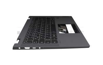 Clavier incl. topcase DE (allemand) gris/gris avec rétro-éclairage original pour Lenovo IdeaPad Flex 5-14ARE05 (81X2)