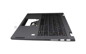 Clavier incl. topcase DE (allemand) gris/gris avec rétro-éclairage original pour Lenovo IdeaPad Flex 5-14ARE05 (81X2)