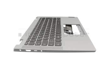 Clavier incl. topcase DE (allemand) gris/gris avec rétro-éclairage original pour Lenovo IdeaPad Flex 5-14IIL05 (81WS/81X1)