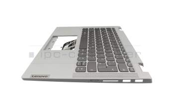 Clavier incl. topcase DE (allemand) gris/gris avec rétro-éclairage original pour Lenovo IdeaPad Flex 5-14IIL05 (81WS/81X1)