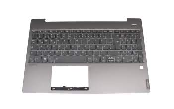 Clavier incl. topcase DE (allemand) gris/gris avec rétro-éclairage original pour Lenovo IdeaPad S540-15IML (81NG)