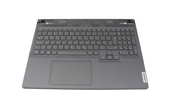 Clavier incl. topcase DE (allemand) gris/gris avec rétro-éclairage original pour Lenovo Legion Slim 5-16IRH8 (82YA)