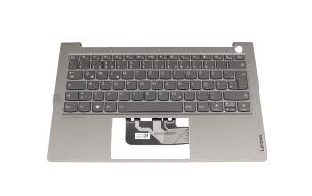 Clavier incl. topcase DE (allemand) gris/gris avec rétro-éclairage original pour Lenovo ThinkBook 13s ITL (20V9)