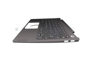 Clavier incl. topcase DE (allemand) gris/gris avec rétro-éclairage original pour Lenovo ThinkBook 13s IWL (20R9)