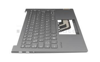 Clavier incl. topcase DE (allemand) gris/gris avec rétro-éclairage original pour Lenovo ThinkBook 13x ITG (20WJ)