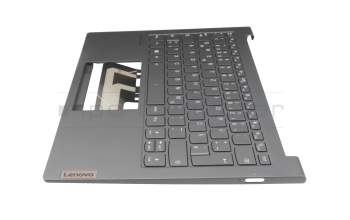 Clavier incl. topcase DE (allemand) gris/gris avec rétro-éclairage original pour Lenovo ThinkBook 13x ITG (20WJ)