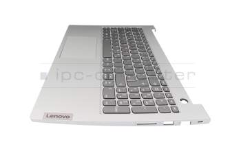 Clavier incl. topcase DE (allemand) gris/gris avec rétro-éclairage original pour Lenovo ThinkBook 15 G2 ARE (20VG)