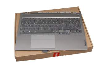 Clavier incl. topcase DE (allemand) gris/gris avec rétro-éclairage original pour Lenovo ThinkBook 16p G2 ACH (20YM)