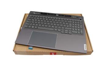 Clavier incl. topcase DE (allemand) gris/gris avec rétro-éclairage original pour Lenovo ThinkBook 16p G4 IRH (21J8)