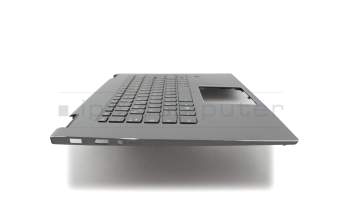 Clavier incl. topcase DE (allemand) gris/gris avec rétro-éclairage original pour Lenovo Yoga 720-15IKB (80X7)