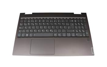 Clavier incl. topcase DE (allemand) gris/gris avec rétro-éclairage original pour Lenovo Yoga C740-15IML (81TD)