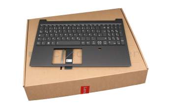 Clavier incl. topcase DE (allemand) gris/gris avec rétro-éclairage original pour Lenovo Yoga C940-15IRH (81TE)