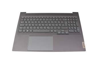 Clavier incl. topcase DE (allemand) gris/gris avec rétro-éclairage original pour Lenovo Yoga Slim 7 Pro 16ARH7 (82UW)