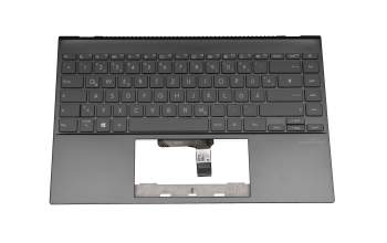 Clavier incl. topcase DE (allemand) gris/noir original pour Asus ZenBook 14 UX425JA