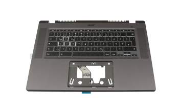 Clavier incl. topcase DE (allemand) moir/blanc/gris avec rétro-éclairage original pour Acer Chromebook 516 GE (CBG516-1H)