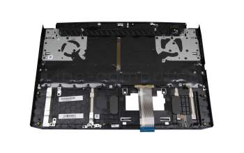 Clavier incl. topcase DE (allemand) moir/blanc/noir avec rétro-éclairage (Câble de raccordement 29 mm) original pour Toshiba Satellite S50W-C