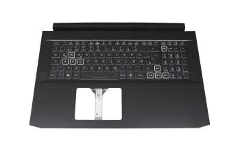Clavier incl. topcase DE (allemand) moir/blanc/noir avec rétro-éclairage original pour Acer Nitro 5 (AN515-54)