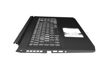 Clavier incl. topcase DE (allemand) moir/blanc/noir avec rétro-éclairage original pour Acer Nitro 5 (AN515-54)