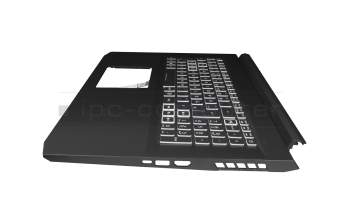 Clavier incl. topcase DE (allemand) moir/blanc/noir avec rétro-éclairage original pour Acer Nitro 5 (AN515-54)