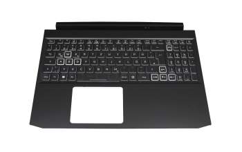 Clavier incl. topcase DE (allemand) moir/blanc/noir avec rétro-éclairage original pour Acer Nitro 5 (AN515-55)