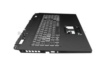 Clavier incl. topcase DE (allemand) moir/blanc/noir avec rétro-éclairage original pour Acer Nitro 5 (AN517-55)