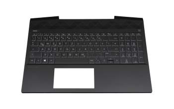 Clavier incl. topcase DE (allemand) moir/blanc/noir avec rétro-éclairage original pour HP Pavilion Gaming 15-cx0000